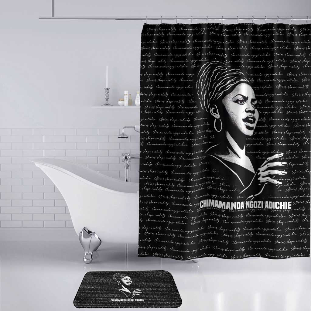 Chimamanda Ngozi Adichie Bathroom Set with Expressive Speaking Portrait, Stories Shape Reality - African Pride