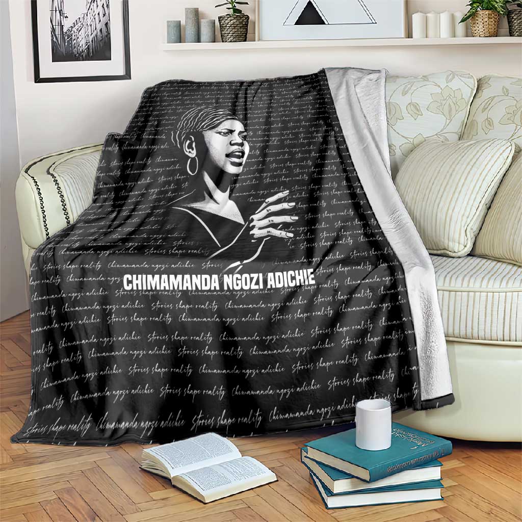 Chimamanda Ngozi Adichie Blanket with Expressive Speaking Portrait, Stories Shape Reality - African Pride
