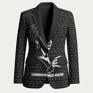 Chimamanda Ngozi Adichie Blazer with Expressive Speaking Portrait, Stories Shape Reality - African Pride