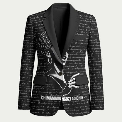 Chimamanda Ngozi Adichie Blazer with Expressive Speaking Portrait, Stories Shape Reality - African Pride