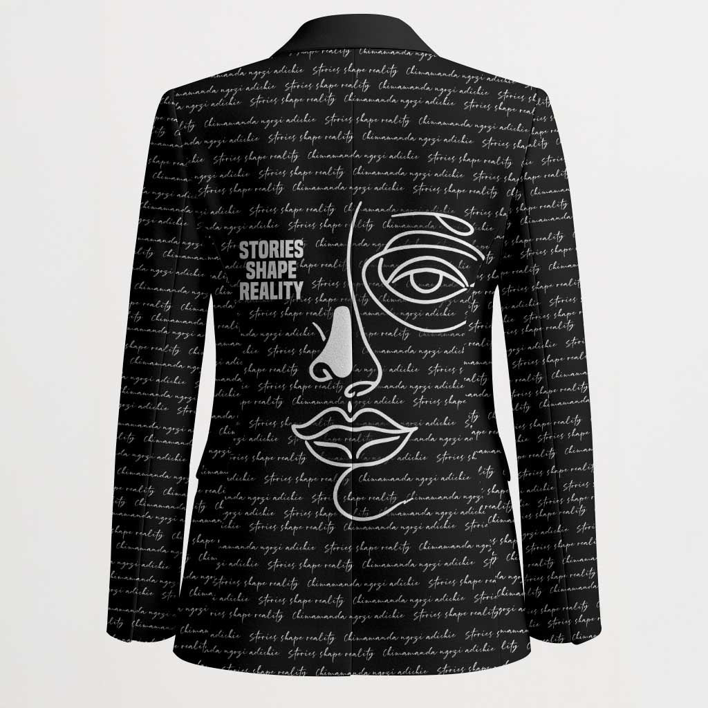Chimamanda Ngozi Adichie Blazer with Expressive Speaking Portrait, Stories Shape Reality - African Pride