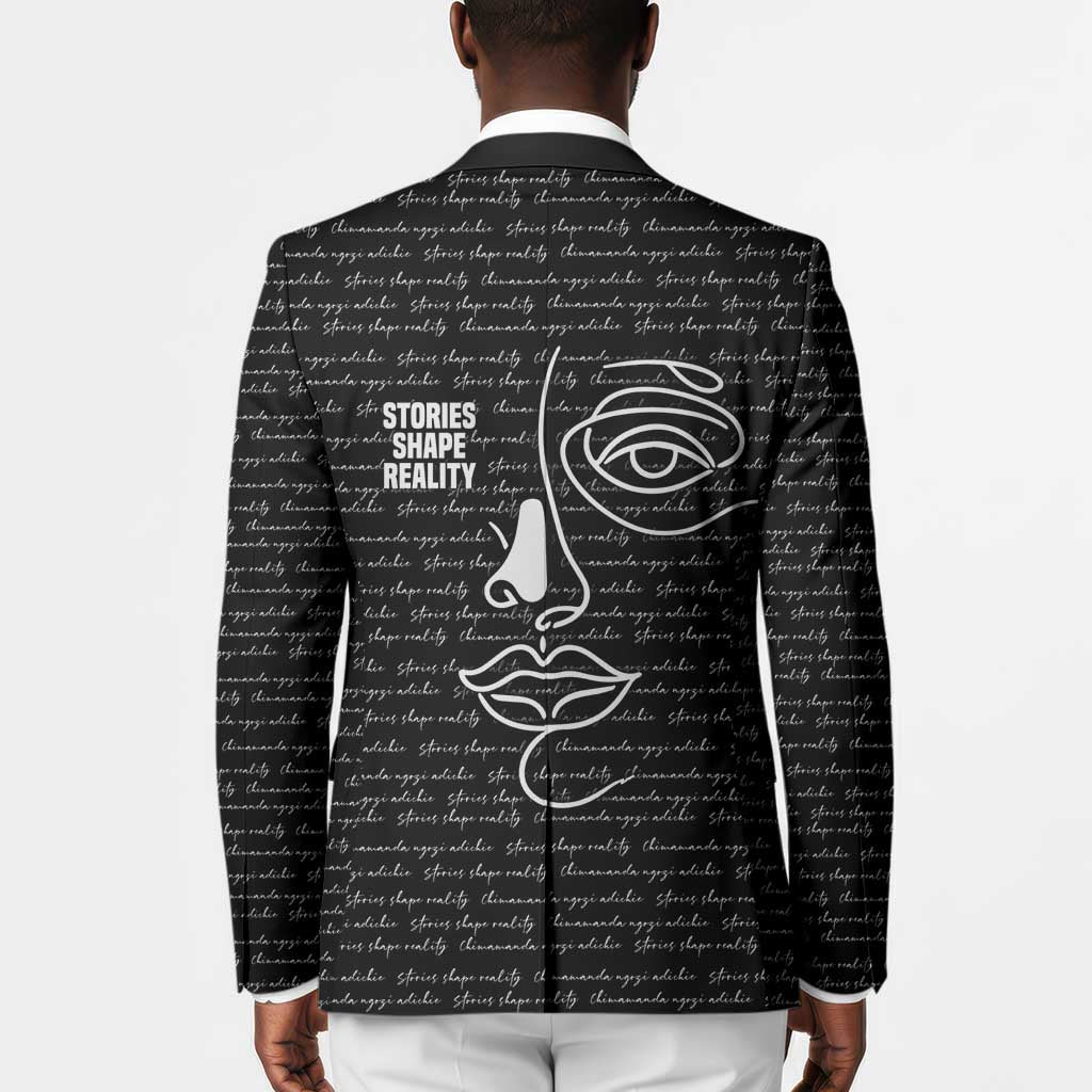 Chimamanda Ngozi Adichie Blazer with Expressive Speaking Portrait, Stories Shape Reality - African Pride