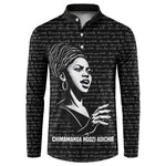 Chimamanda Ngozi Adichie Button Sweatshirt with Expressive Speaking Portrait, Stories Shape Reality