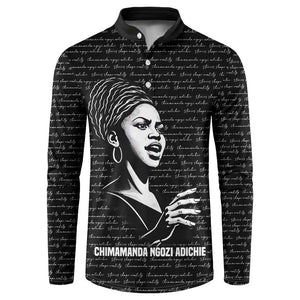 Chimamanda Ngozi Adichie Button Sweatshirt with Expressive Speaking Portrait, Stories Shape Reality