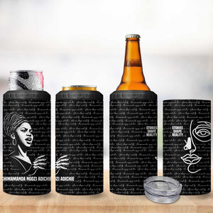 Chimamanda Ngozi Adichie 4 in 1 Can Cooler Tumbler with Expressive Speaking Portrait, Stories Shape Reality - African Pride