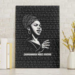 Chimamanda Ngozi Adichie Canvas Wall Art with Expressive Speaking Portrait, Stories Shape Reality - African Pride