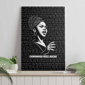 Chimamanda Ngozi Adichie Canvas Wall Art with Expressive Speaking Portrait, Stories Shape Reality - African Pride