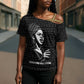 Chimamanda Ngozi Adichie Cross Shoulder Shirt with Expressive Speaking Portrait, Stories Shape Reality - African Pride