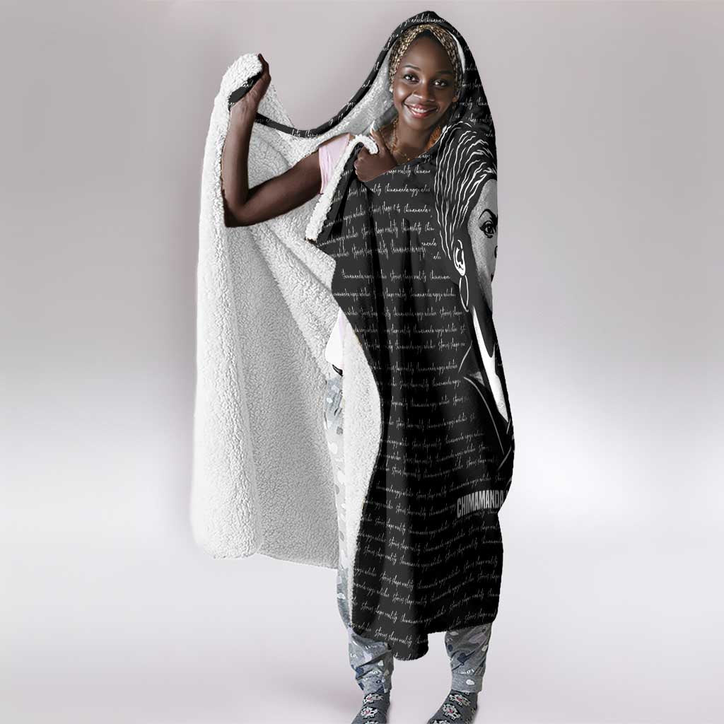 Chimamanda Ngozi Adichie Hooded Blanket with Expressive Speaking Portrait, Stories Shape Reality - African Pride