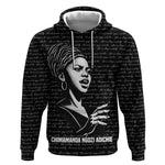 Chimamanda Ngozi Adichie Hoodie with Expressive Speaking Portrait, Stories Shape Reality - African Pride