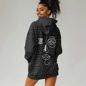 Chimamanda Ngozi Adichie Hoodie Dress with Expressive Speaking Portrait, Stories Shape Reality - African Pride
