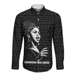 Chimamanda Ngozi Adichie Long Sleeve Button Shirt with Expressive Speaking Portrait, Stories Shape Reality - African Pride