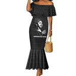 Chimamanda Ngozi Adichie Mermaid Dress with Expressive Speaking Portrait, Stories Shape Reality - African Pride