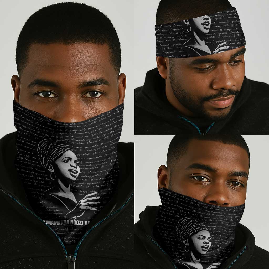 Chimamanda Ngozi Adichie Neck Gaiter with Expressive Speaking Portrait, Stories Shape Reality - African Pride