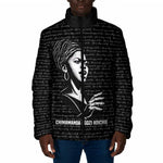 Chimamanda Ngozi Adichie Padded Jacket with Expressive Speaking Portrait, Stories Shape Reality - African Pride