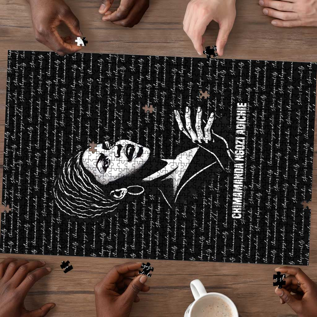Chimamanda Ngozi Adichie Puzzle with Expressive Speaking Portrait, Stories Shape Reality - African Pride