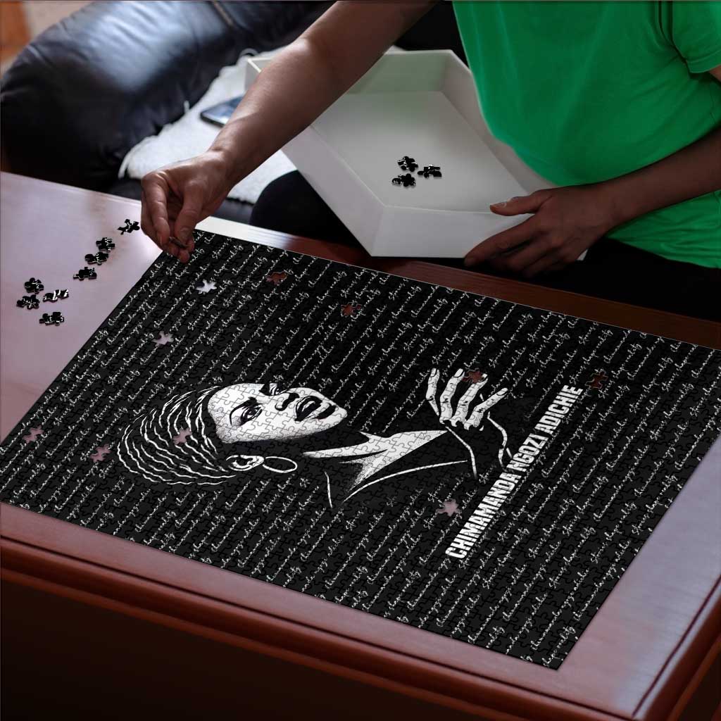 Chimamanda Ngozi Adichie Puzzle with Expressive Speaking Portrait, Stories Shape Reality - African Pride