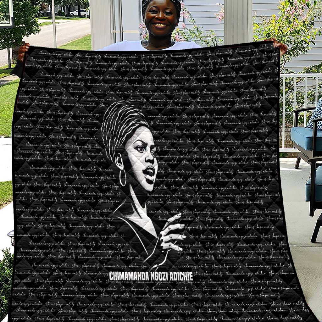 Chimamanda Ngozi Adichie Quilt with Expressive Speaking Portrait, Stories Shape Reality - African Pride