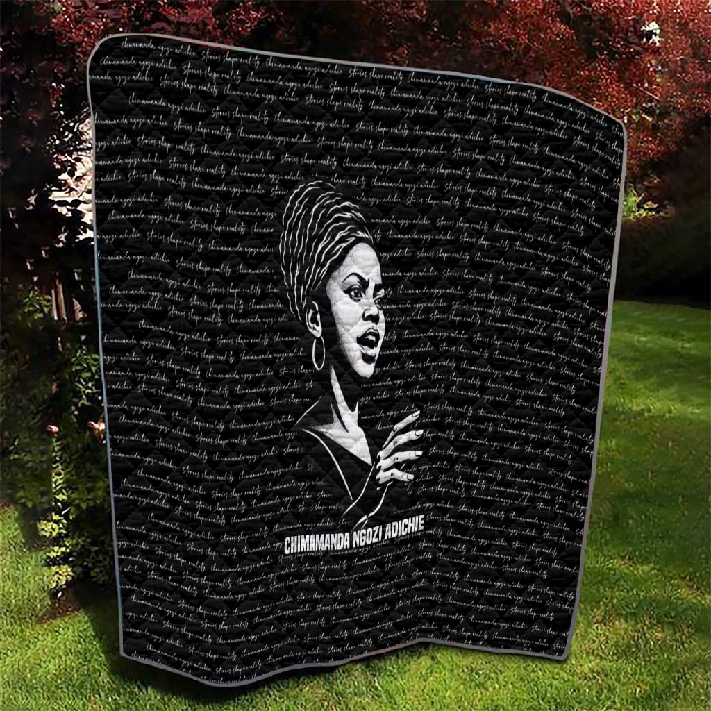 Chimamanda Ngozi Adichie Quilt with Expressive Speaking Portrait, Stories Shape Reality - African Pride