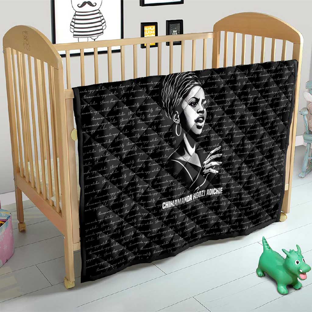 Chimamanda Ngozi Adichie Quilt with Expressive Speaking Portrait, Stories Shape Reality - African Pride