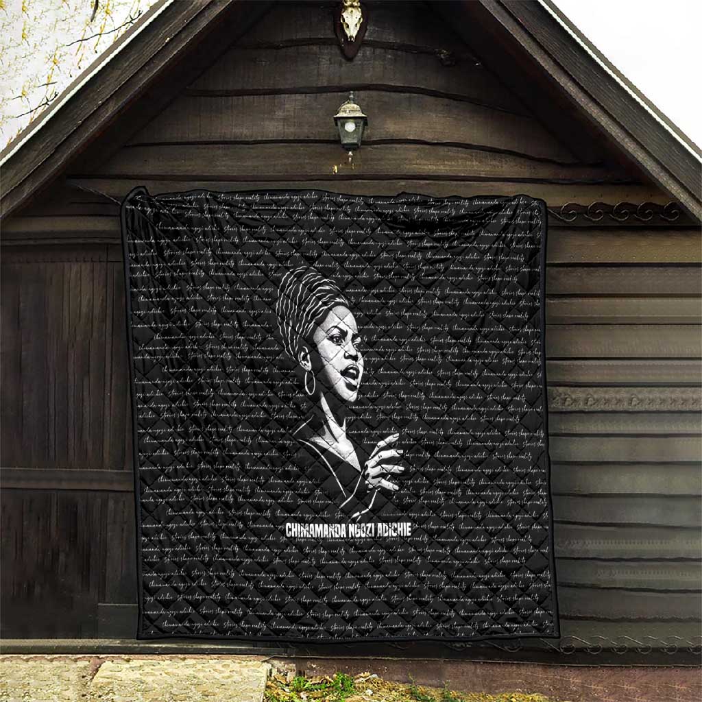 Chimamanda Ngozi Adichie Quilt with Expressive Speaking Portrait, Stories Shape Reality - African Pride