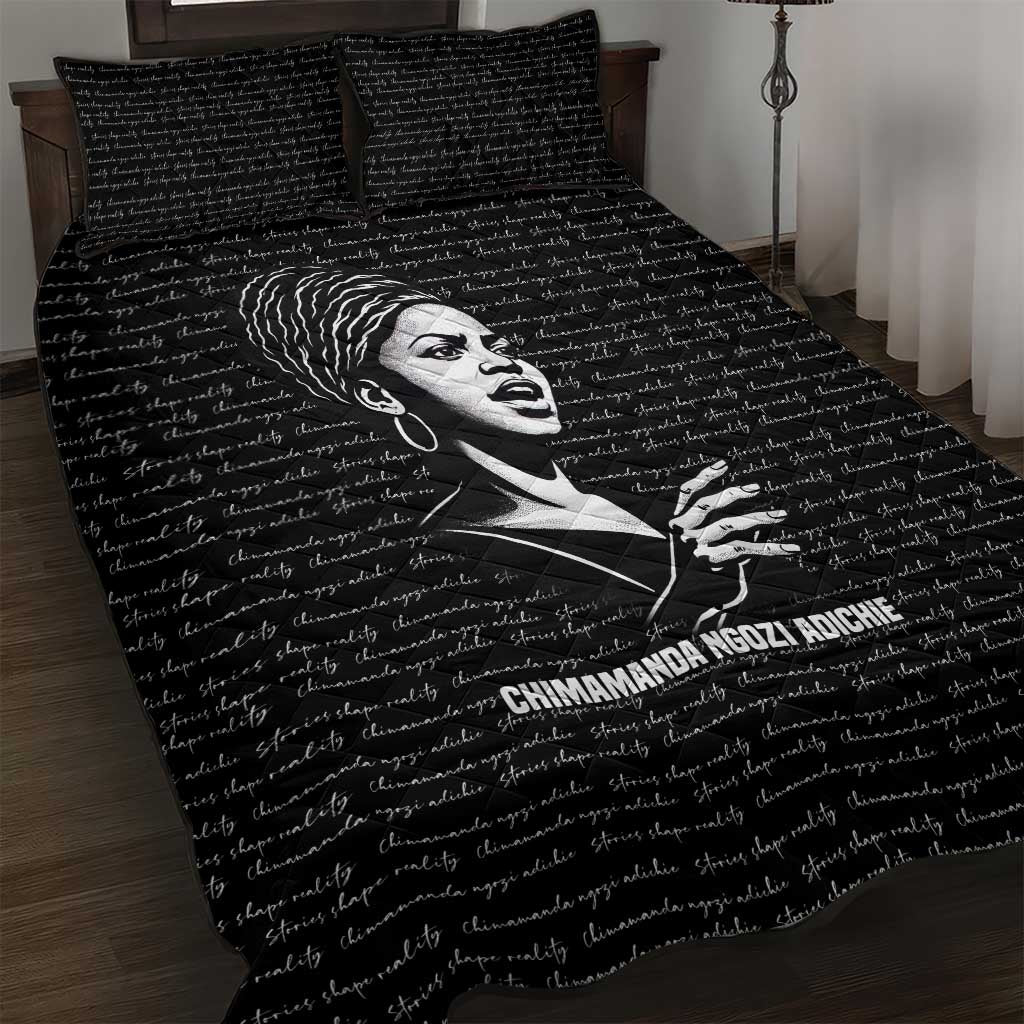 Chimamanda Ngozi Adichie Quilt Bed Set with Expressive Speaking Portrait, Stories Shape Reality - African Pride