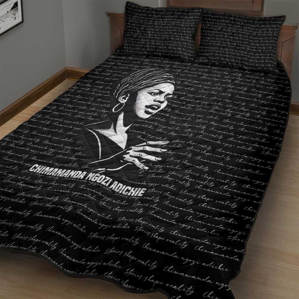 Chimamanda Ngozi Adichie Quilt Bed Set with Expressive Speaking Portrait, Stories Shape Reality - African Pride