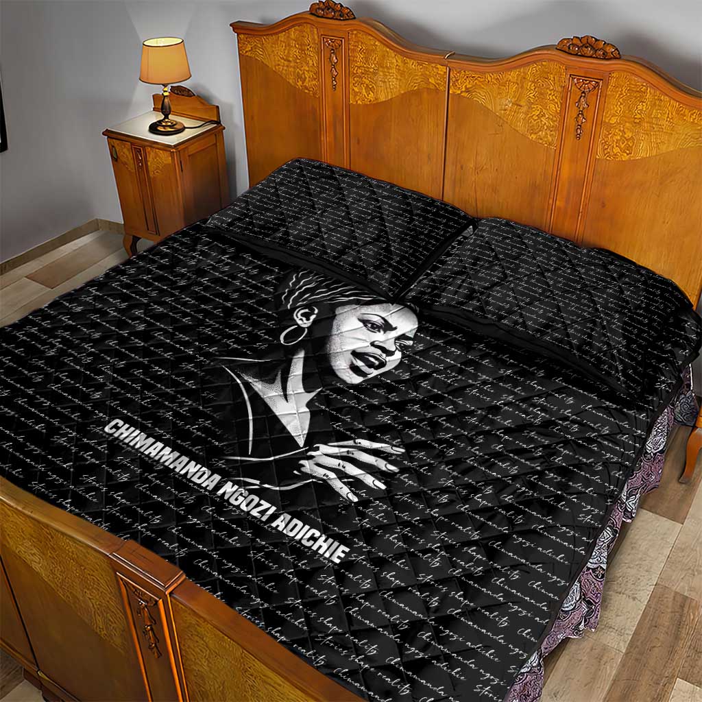 Chimamanda Ngozi Adichie Quilt Bed Set with Expressive Speaking Portrait, Stories Shape Reality - African Pride