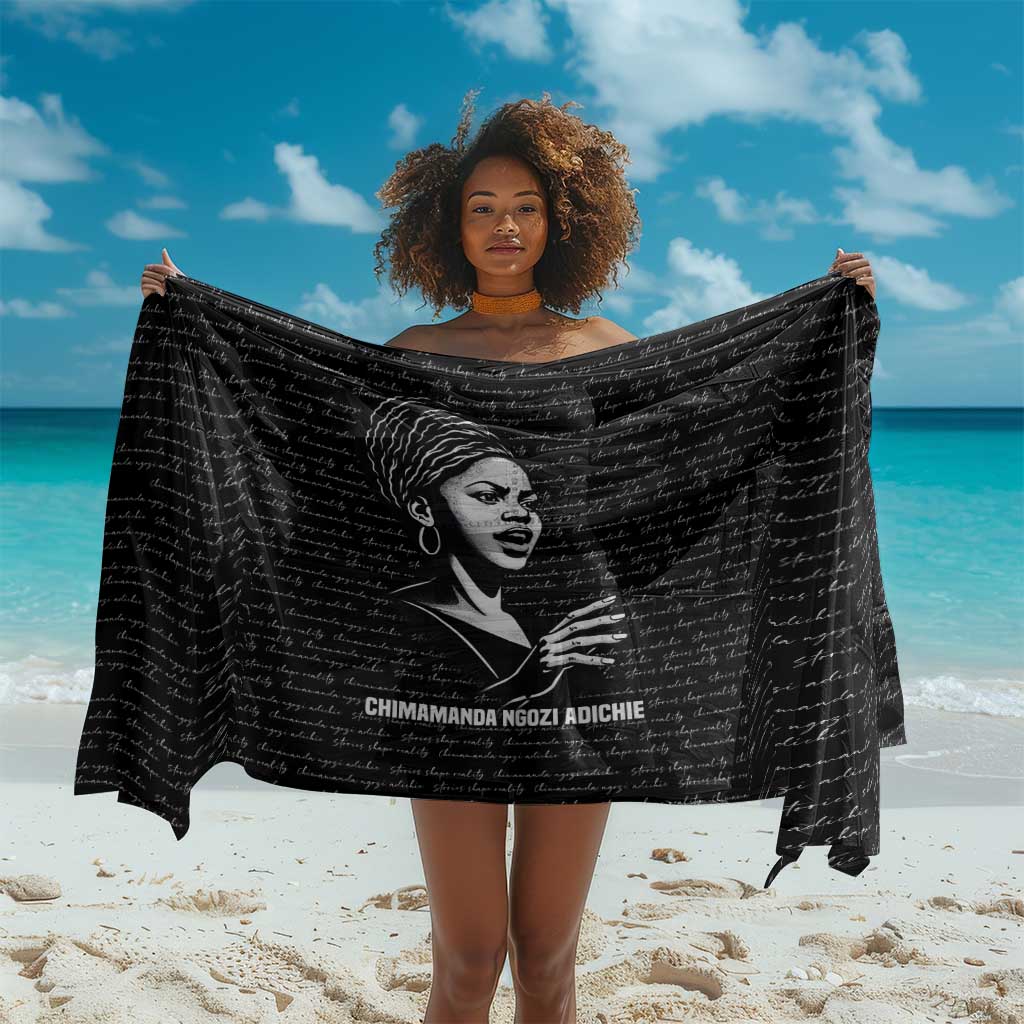 Chimamanda Ngozi Adichie Sarong with Expressive Speaking Portrait, Stories Shape Reality - African Pride