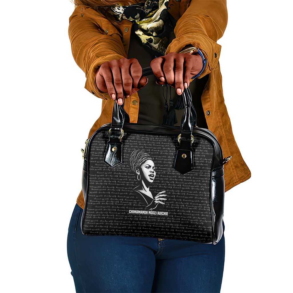 Chimamanda Ngozi Adichie Shoulder Handbag with Expressive Speaking Portrait, Stories Shape Reality - African Pride