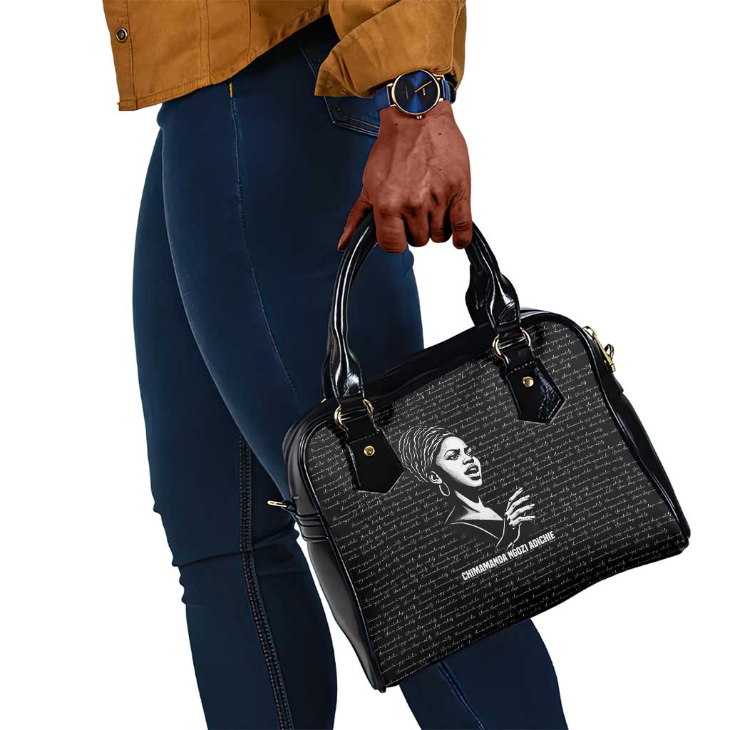 Chimamanda Ngozi Adichie Shoulder Handbag with Expressive Speaking Portrait, Stories Shape Reality - African Pride