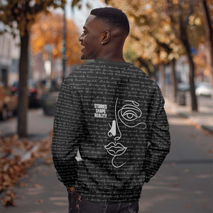 Chimamanda Ngozi Adichie Sweatshirt with Expressive Speaking Portrait, Stories Shape Reality - African Pride