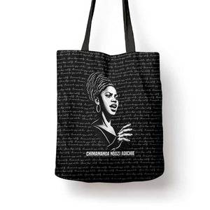 Chimamanda Ngozi Adichie Tote Bag with Expressive Speaking Portrait, Stories Shape Reality - African Pride