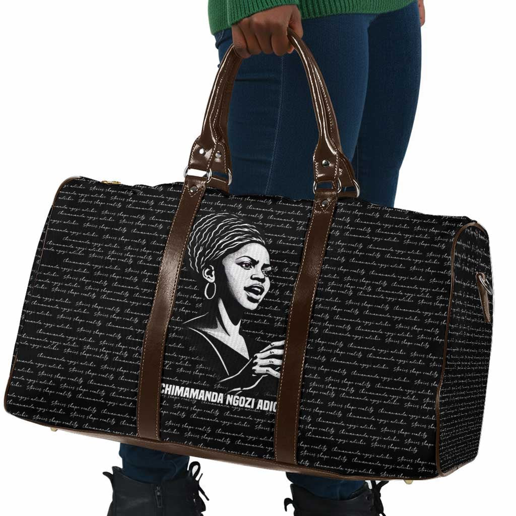 Chimamanda Ngozi Adichie Travel Bag with Expressive Speaking Portrait, Stories Shape Reality - African Pride