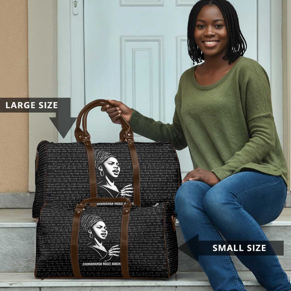 Chimamanda Ngozi Adichie Travel Bag with Expressive Speaking Portrait, Stories Shape Reality - African Pride