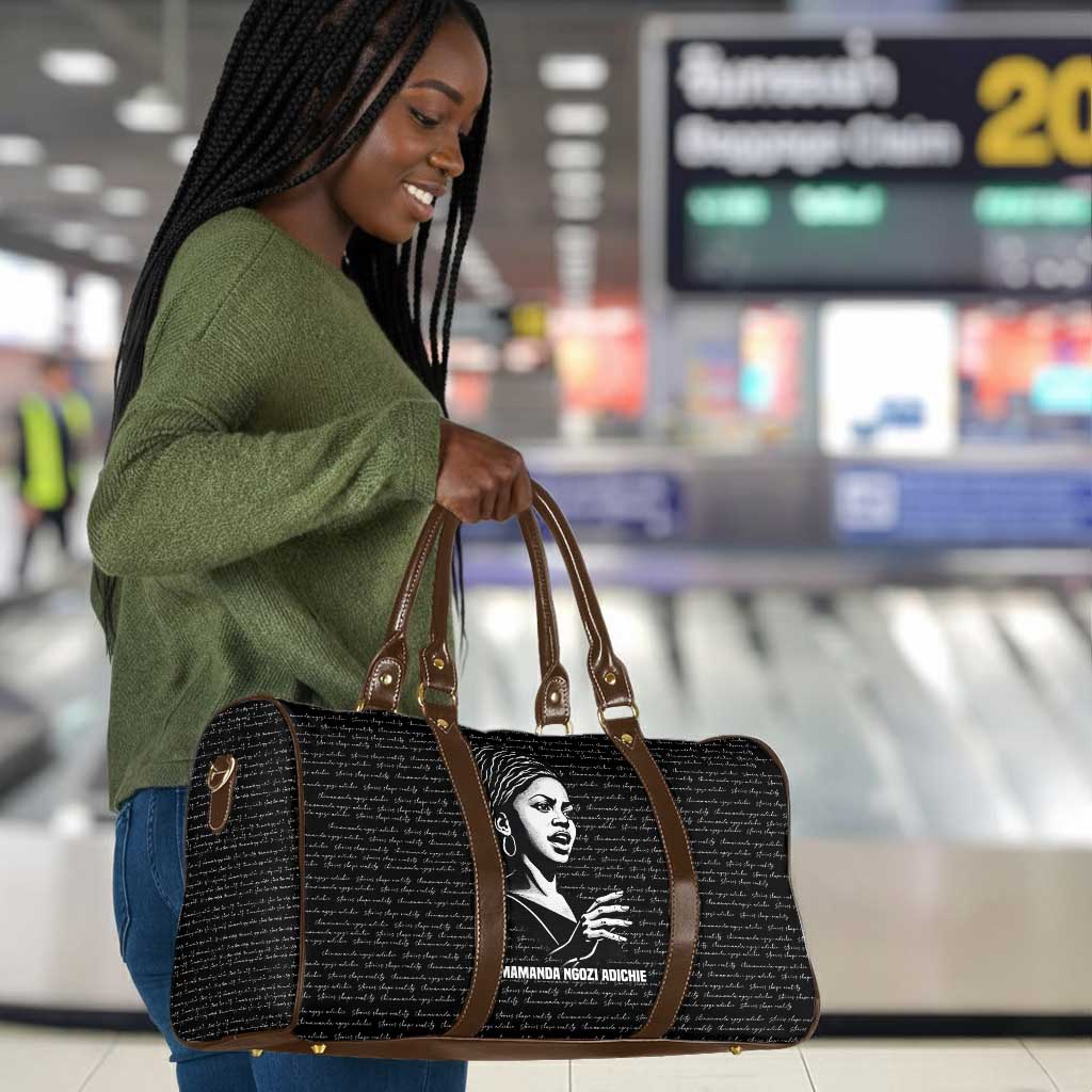 Chimamanda Ngozi Adichie Travel Bag with Expressive Speaking Portrait, Stories Shape Reality - African Pride