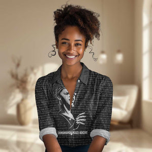 Chimamanda Ngozi Adichie Women Casual Shirt with Expressive Speaking Portrait, Stories Shape Reality - African Pride