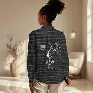 Chimamanda Ngozi Adichie Women Casual Shirt with Expressive Speaking Portrait, Stories Shape Reality - African Pride