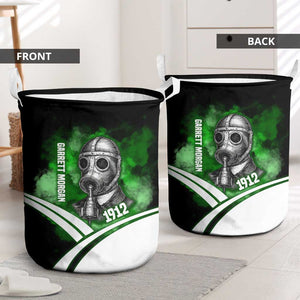 Garrett Morgan Laundry Basket with Gas Mask Invention Illustration, Inventing to Save Lives Quote - African Pride