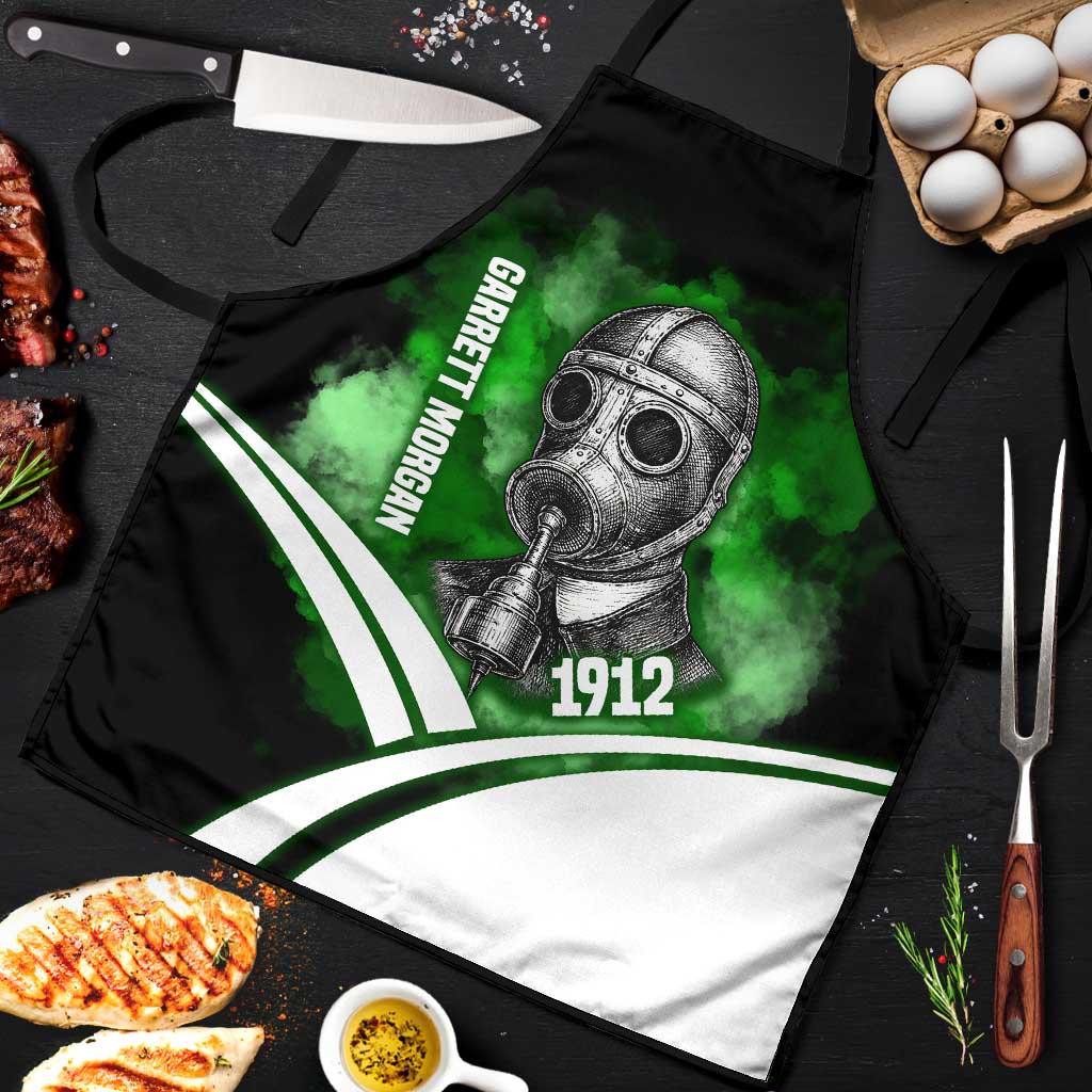 Garrett Morgan Apron with Gas Mask Invention Illustration, Inventing to Save Lives Quote - African Pride