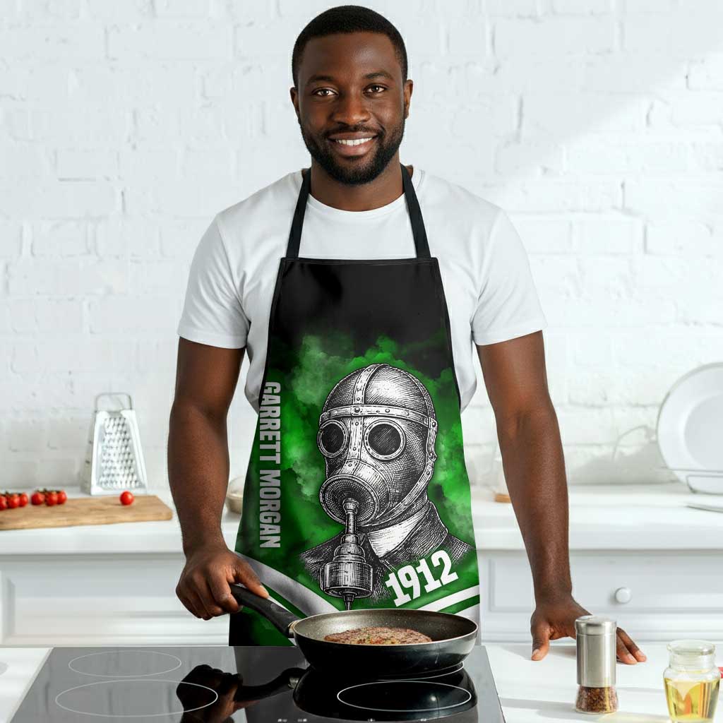 Garrett Morgan Apron with Gas Mask Invention Illustration, Inventing to Save Lives Quote - African Pride