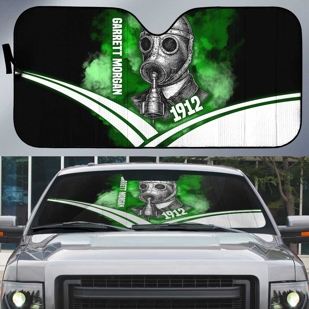 Garrett Morgan Auto Sun Shade with Gas Mask Invention Illustration, Inventing to Save Lives Quote - African Pride