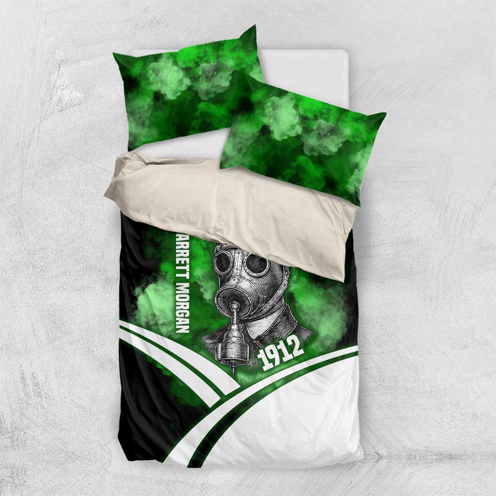 Garrett Morgan Bedding Set with Gas Mask Invention Illustration, Inventing to Save Lives Quote - African Pride