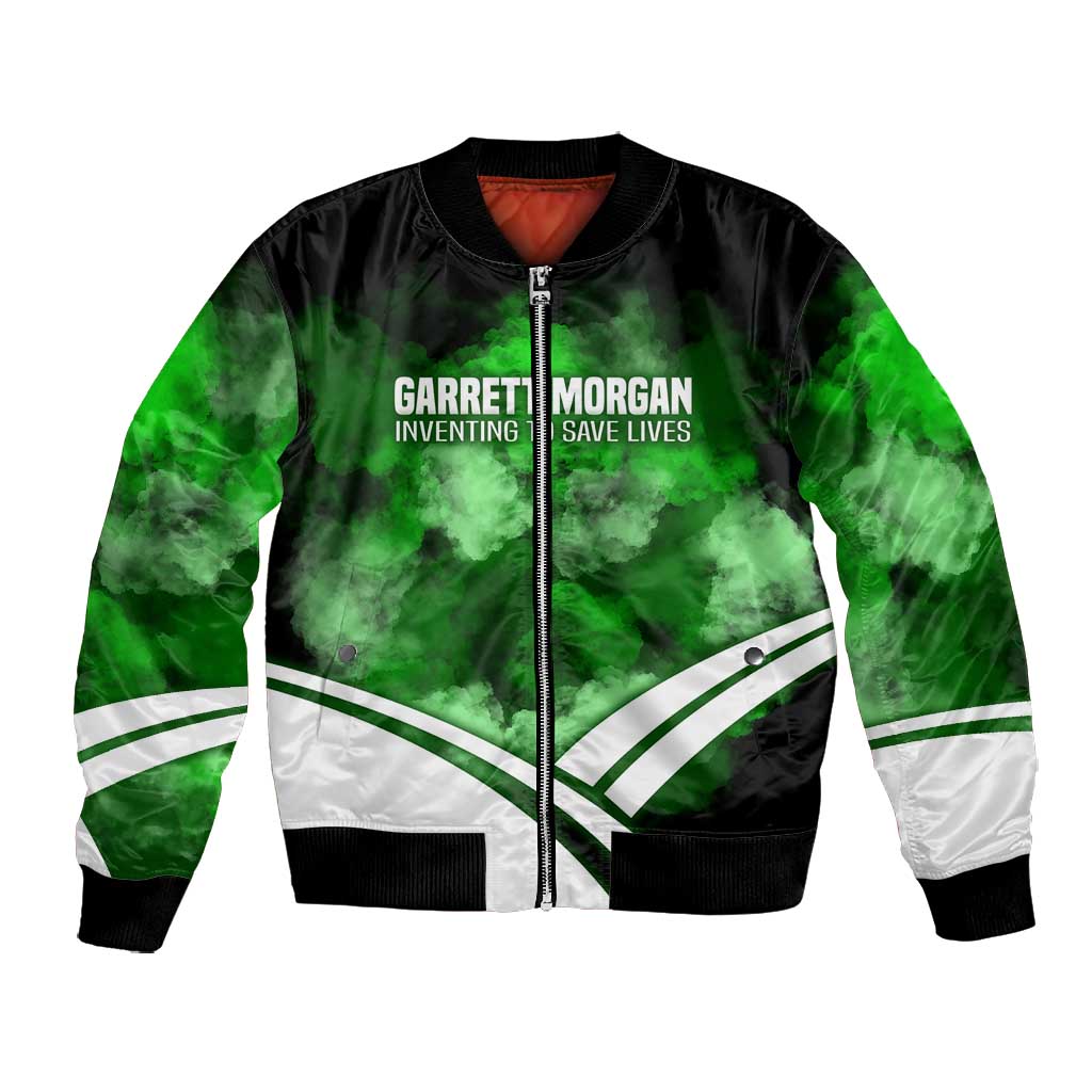 Garrett Morgan Bomber Jacket with Gas Mask Invention Illustration, Inventing to Save Lives Quote - African Pride