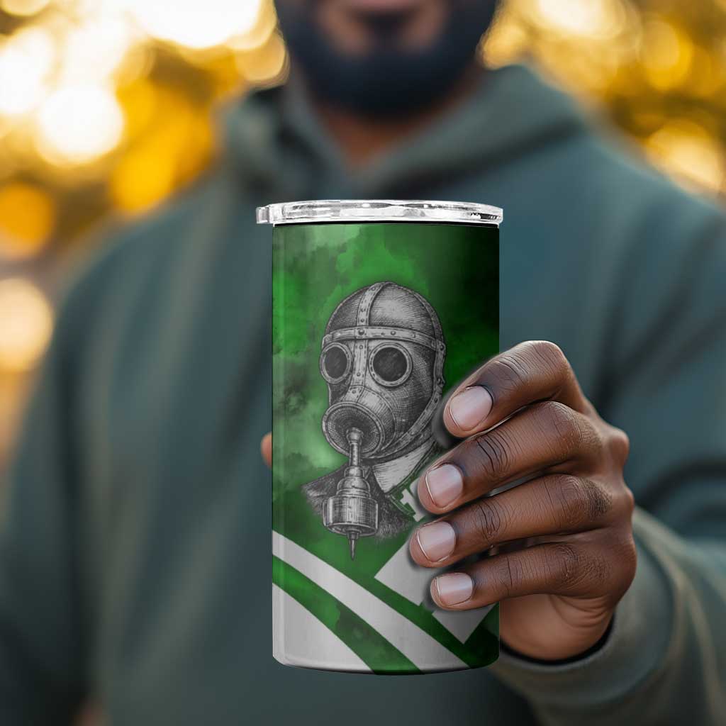 Garrett Morgan 4 in 1 Can Cooler Tumbler with Gas Mask Invention Illustration, Inventing to Save Lives Quote - African Pride
