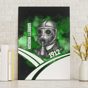 Garrett Morgan Canvas Wall Art with Gas Mask Invention Illustration, Inventing to Save Lives Quote - African Pride