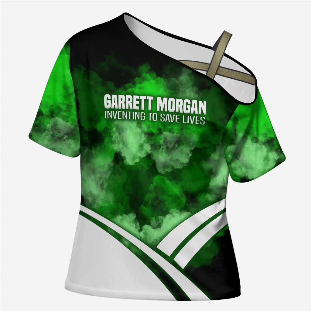 Garrett Morgan Cross Shoulder Shirt with Gas Mask Invention Illustration, Inventing to Save Lives Quote - African Pride