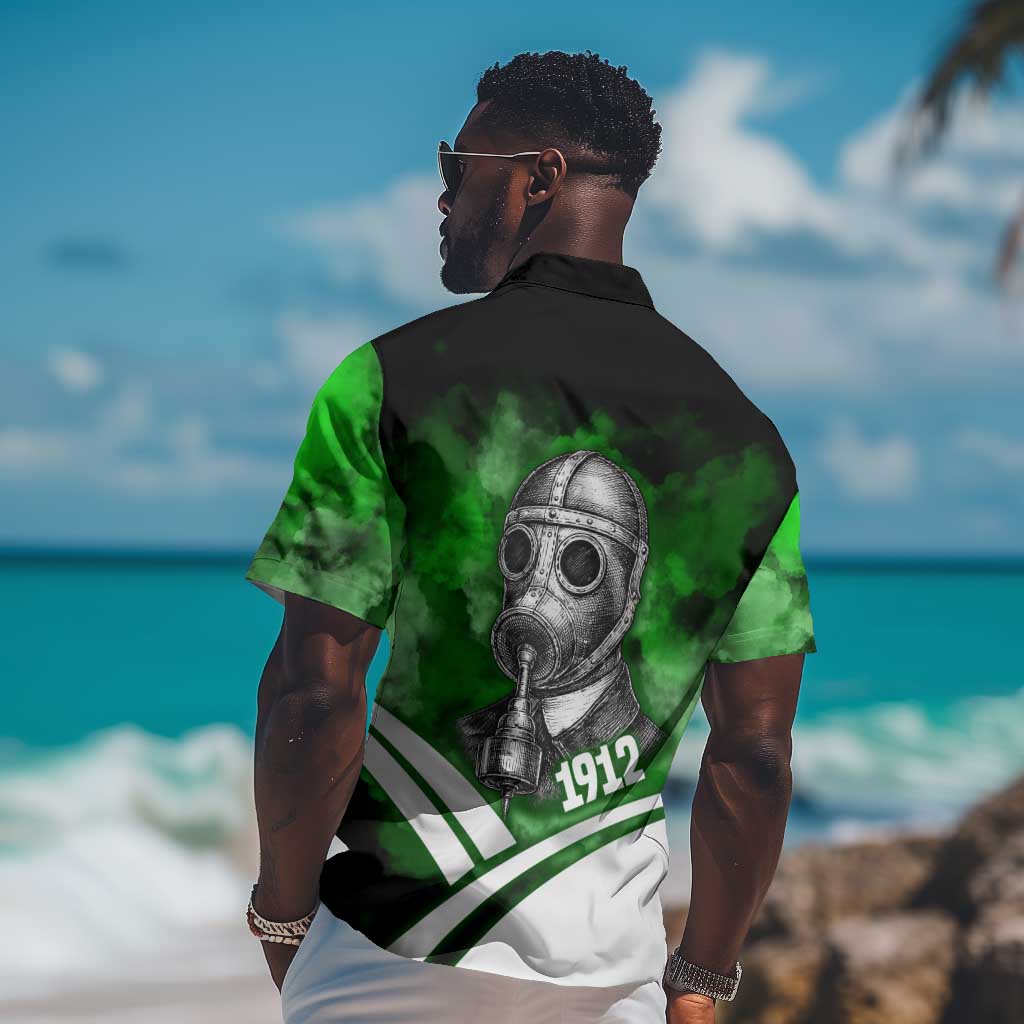 Garrett Morgan Hawaiian Shirt with Gas Mask Invention Illustration, Inventing to Save Lives Quote - African Pride