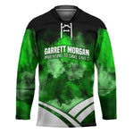 Garrett Morgan Hockey Jersey with Gas Mask Invention Illustration, Inventing to Save Lives Quote - African Pride