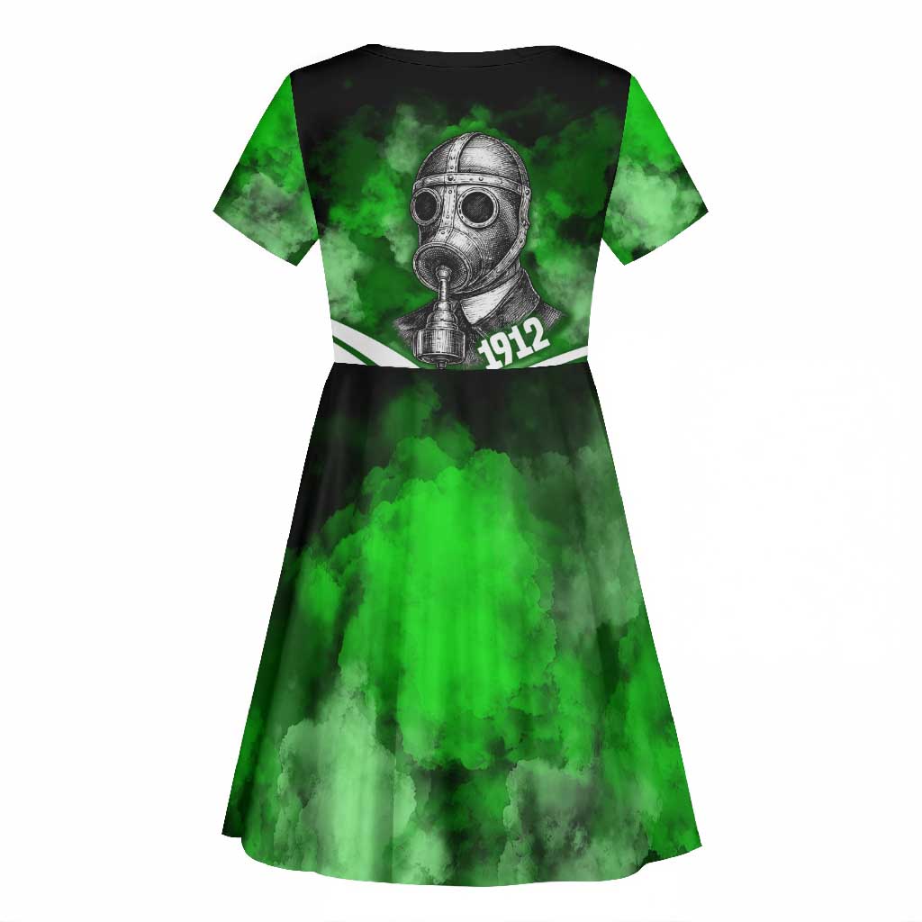 Garrett Morgan Kid Short Sleeve Dress with Gas Mask Invention Illustration, Inventing to Save Lives Quote - African Pride